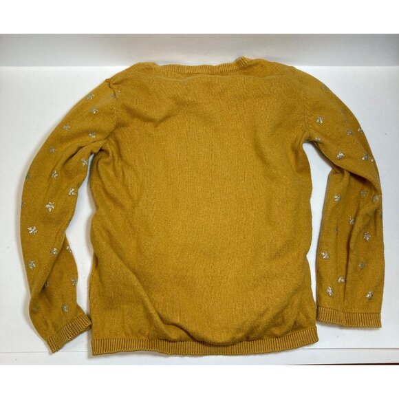 H&M Sweater Girls 3 4T Gold with Silver Glitter Stars Long Sleeve Knit - Picture 2 of 5
